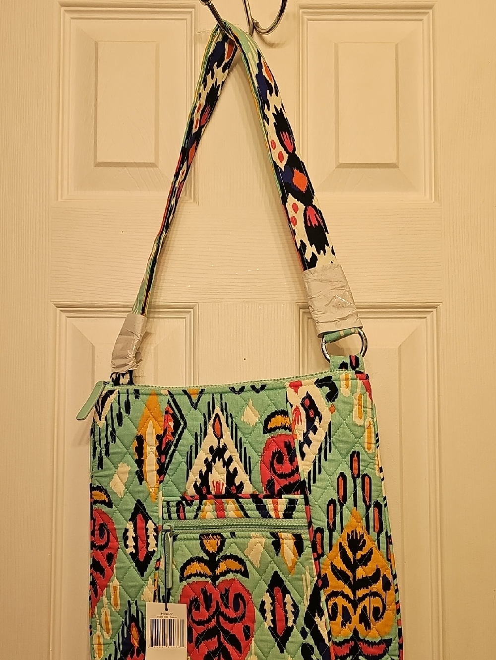 Vera Bradley Mint Quilted Crossbody with Multicolor Ikat Print